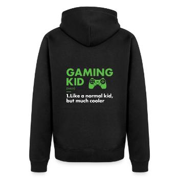 Gamer Kid Definition Gaming - Unisex Premium Organic Zip Hoodie - black - Back - Nico (187cm)