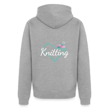Knitter Heart Knitting - Unisex Premium Bio Zip Hoodie - Grau meliert - Hinten - Nico (187cm)