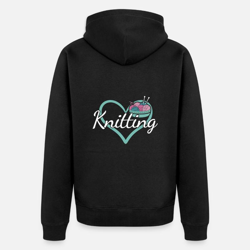 Knitter Heart Knitting - Unisex Premium Bio Zip Hoodie - Schwarz