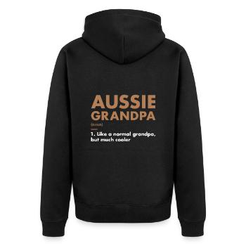 Dog Aussie Grandpa Definition - Unisex Premium Organic Zip Hoodie - black - Back - Nico (187cm)