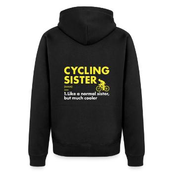 Sport Sister Cycling - Unisex Premium Bio Zip Hoodie - Schwarz - Hinten - Nico (187cm)