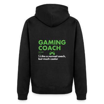 Gamer Coach Definition Gaming - Unisex Premium Organic Zip Hoodie - black - Back - Nico (187cm)