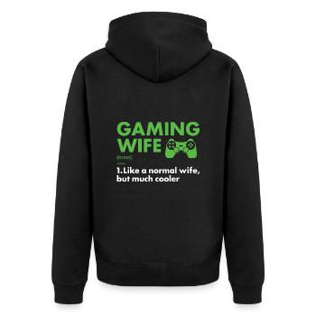 Gamer Wife Definition Gaming - Unisex Premium Organic Zip Hoodie - black - Back - Nico (187cm)