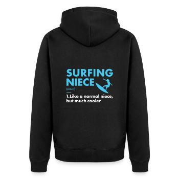 Sport Niece Surfing - Unisex Premium Bio Zip Hoodie - Schwarz - Hinten - Nico (187cm)