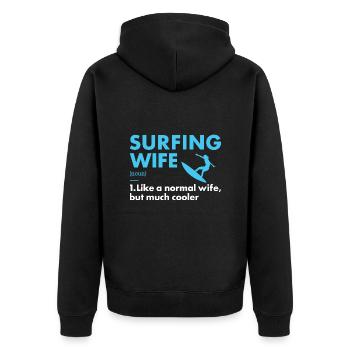 Sport Wife Surfing - Unisex Premium Bio Zip Hoodie - Schwarz - Hinten - Nico (187cm)