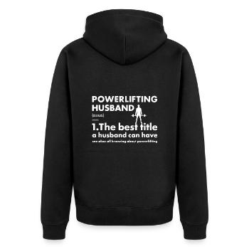 Sport Husband Powerlifting - Unisex Premium Organic Zip Hoodie - black - Back - Nico (187cm)