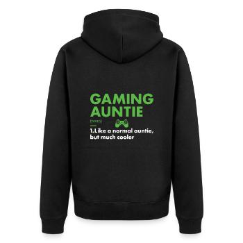 Gamer Auntie Definition Gaming - Unisex Premium Bio Zip Hoodie - Schwarz - Hinten - Nico (187cm)