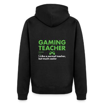 Gamer Teacher Definition Gaming - Unisex Premium Organic Zip Hoodie - black - Back - Nico (187cm)