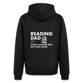 Reader Dad Definition Reading - Unisex Premium Organic Zip Hoodie - black - Back - Nico (187cm)