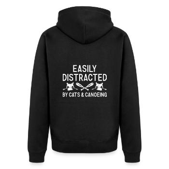 Canoeist Easily Distracted By Cats And Canoeing - Unisex Premium Bio Zip Hoodie - Schwarz - Hinten - Nico (187cm)