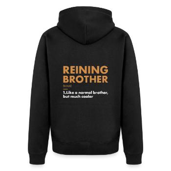 Reiner Brother Definition Reining - Unisex Premium Bio Zip Hoodie - Schwarz - Hinten - Nico (187cm)