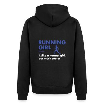 Sport Girl Running - Unisex Premium Organic Zip Hoodie - black - Back - Nico (187cm)