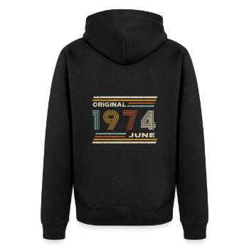 50th Birthday June 1974 Vintage Original Retro - Unisex Premium Organic Zip Hoodie - black - Back - Nico (187cm)