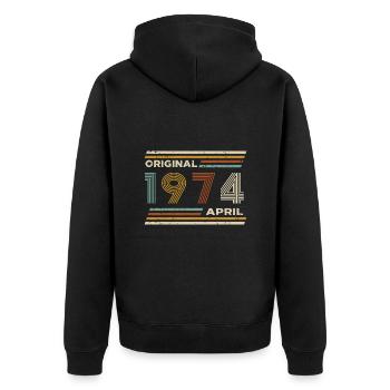 50th Birthday April 1974 Vintage Original Retro - Unisex Premium Organic Zip Hoodie - black - Back - Nico (187cm)