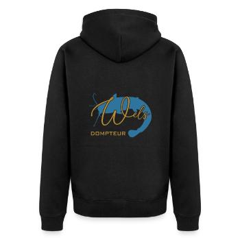 Welsdompteur Welsflüsterer Welsangler - Unisex Premium Bio Zip Hoodie - Schwarz - Hinten - Nico (187cm)