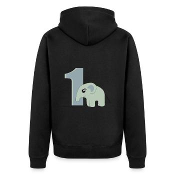 1. Geburtstag Zahl 1 Elefant Baby - Unisex Premium Bio Zip Hoodie - Schwarz - Hinten - Nico (187cm)