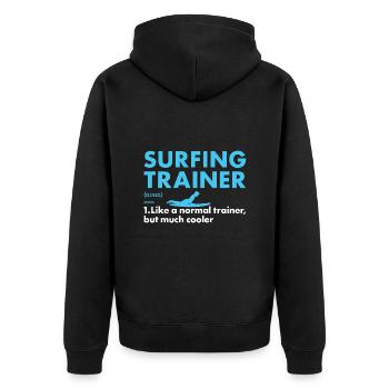 Sport Trainer Surfing - Unisex Premium Organic Zip Hoodie - black - Back - Nico (187cm)