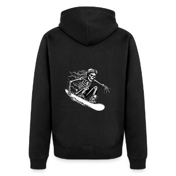Skeleton Riding Snowboard in Snow Snowboarder Fun - Unisex Premium Organic Zip Hoodie - black - Back - Nico (187cm)