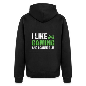 Gamer I Like Gaming - Unisex Premium Organic Zip Hoodie - black - Back - Nico (187cm)