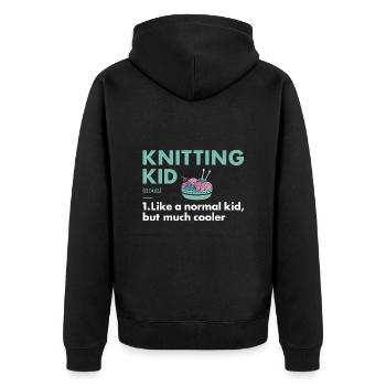Knitter Kid Definition Knitting - Unisex Premium Organic Zip Hoodie - black - Back - Nico (187cm)