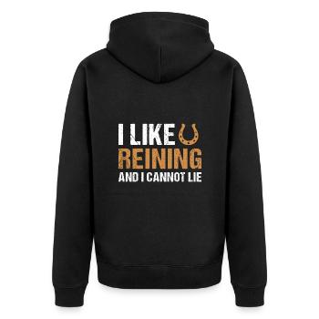 Reiner J’aime le reining - Veste à capuche bio Premium Unisexe - noir - Dos - Nico (187cm)