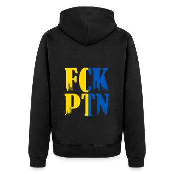 FCK Putin Ukraine Conflict Free Ukraine - Unisex Premium Organic Zip Hoodie - black - Back - Nico (187cm)