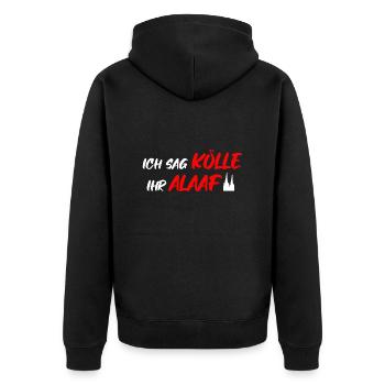 Kölle Alaaf Köln Karneval Kölsch Kölner Dom lustig - Unisex Premium Bio Zip Hoodie - Schwarz - Hinten - Nico (187cm)