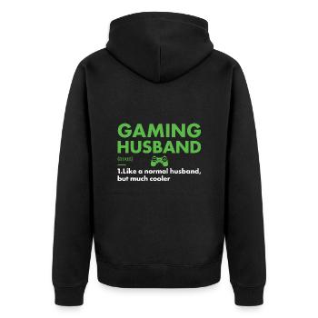 Gamer Husband Definition Gaming - Unisex Premium Organic Zip Hoodie - black - Back - Nico (187cm)