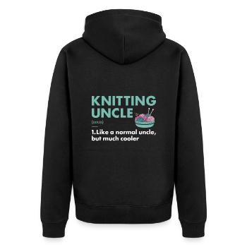 Knitter Uncle Definition Knitting - Unisex Premium Organic Zip Hoodie - black - Back - Nico (187cm)
