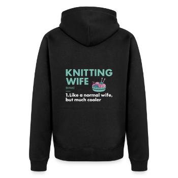 Knitter Wife Definition Knitting - Unisex Premium Bio Zip Hoodie - Schwarz - Hinten - Nico (187cm)