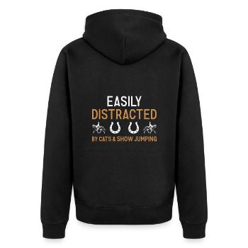 Le sauteur facilement distrait par les chats et le saut d’obstacles - Veste à capuche bio Premium Unisexe - noir - Dos - Nico (187cm)