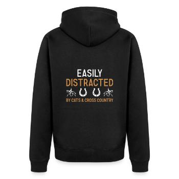 Rider Easily Distracted By Cats And Cross Country - Unisex Premium Organic Zip Hoodie - black - Back - Nico (187cm)