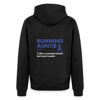 Sport Auntie Running - Unisex Premium Organic Zip Hoodie - black - Back - Nico (187cm)