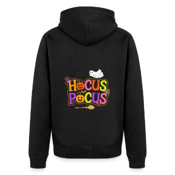 Halloween Hokus Pokus Zaubern Hexe Geist Kürbis - Unisex Premium Bio Zip Hoodie - Schwarz - Hinten - Nico (187cm)