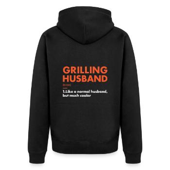 Griller Husband Definition Grilling - Unisex Premium Bio Zip Hoodie - Schwarz - Hinten - Nico (187cm)