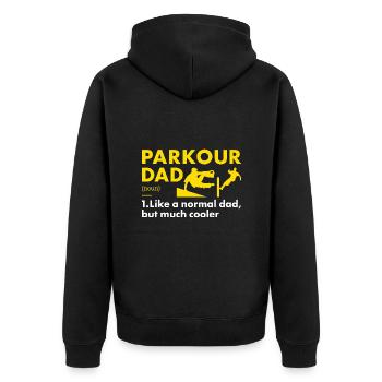 Traceur Dad Definition Parkour - Unisex Premium Organic Zip Hoodie - black - Back - Nico (187cm)
