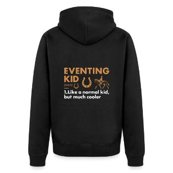 Rider Kid Definition Eventing - Unisex Premium Bio Zip Hoodie - Schwarz - Hinten - Nico (187cm)