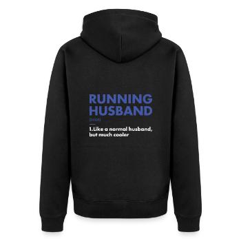 Sport Husband Running - Unisex Premium Organic Zip Hoodie - black - Back - Nico (187cm)