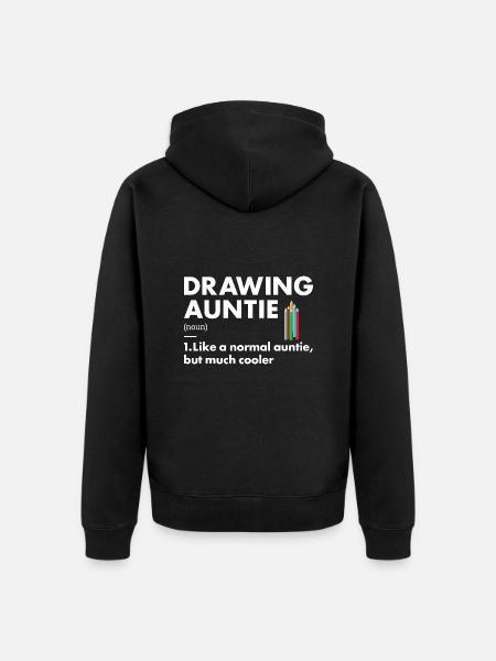 Drawer Auntie Definition Drawing - Unisex Premium Organic Zip Hoodie - black
