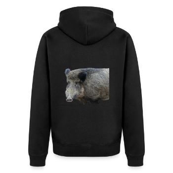 Wild boar Wild boar Pig Sow Pigs - Unisex Premium Organic Zip Hoodie - black - Back - Nico (187cm)