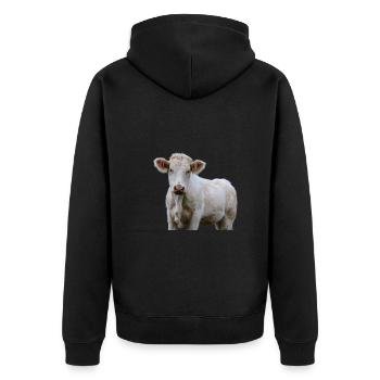 Luusige Cow Cow Head Farmer Gift - Unisex Premium Organic Zip Hoodie - black - Back - Nico (187cm)