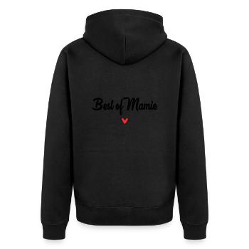OMA. MAMA. OMA. MUTTERTAG - Unisex Premium Bio Zip Hoodie - Schwarz - Hinten - Nico (187cm)