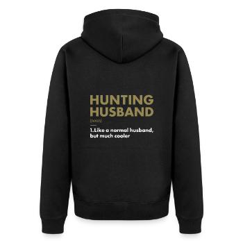 Hunter Husband Definition Hunting - Unisex Premium Organic Zip Hoodie - black - Back - Nico (187cm)
