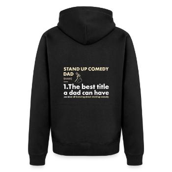 Comedian Dad Definition Stand Up Comedy - Unisex Premium Bio Zip Hoodie - Schwarz - Hinten - Nico (187cm)