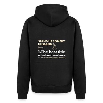 Comedian Husband Definition Stand Up Comedy - Unisex Premium Bio Zip Hoodie - Schwarz - Hinten - Nico (187cm)