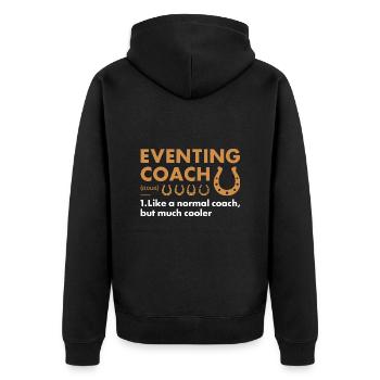 Rider Coach Definition Eventing - Unisex Premium Bio Zip Hoodie - Schwarz - Hinten - Nico (187cm)