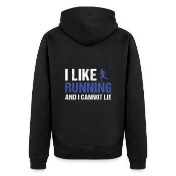 Sport I Like Running - Unisex Premium Bio Zip Hoodie - Schwarz - Hinten - Nico (187cm)