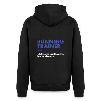Sport Trainer Running - Unisex Premium Bio Zip Hoodie - Schwarz - Hinten - Nico (187cm)
