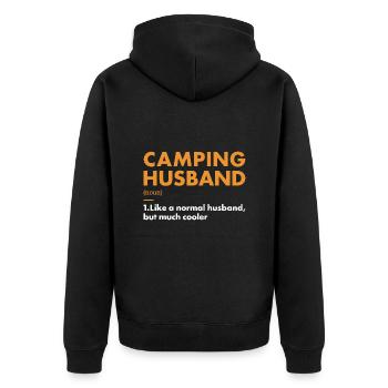 Camper Husband Definition Camping - Unisex Premium Organic Zip Hoodie - black - Back - Nico (187cm)
