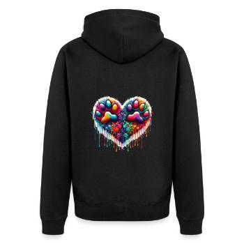 Paw Heart Paw Pet Dog Cat Mistress - Unisex Premium Organic Zip Hoodie - black - Back - Nico (187cm)
